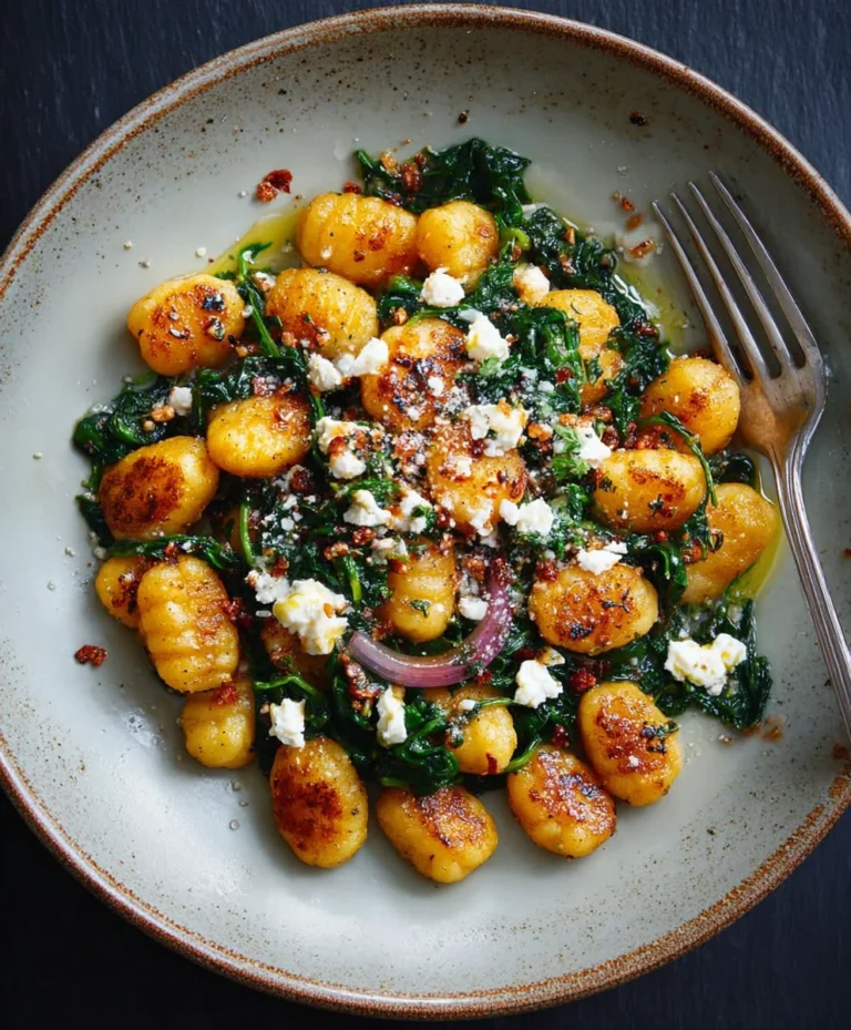 Crispy Gnocchi with Spinach Feta Recipe