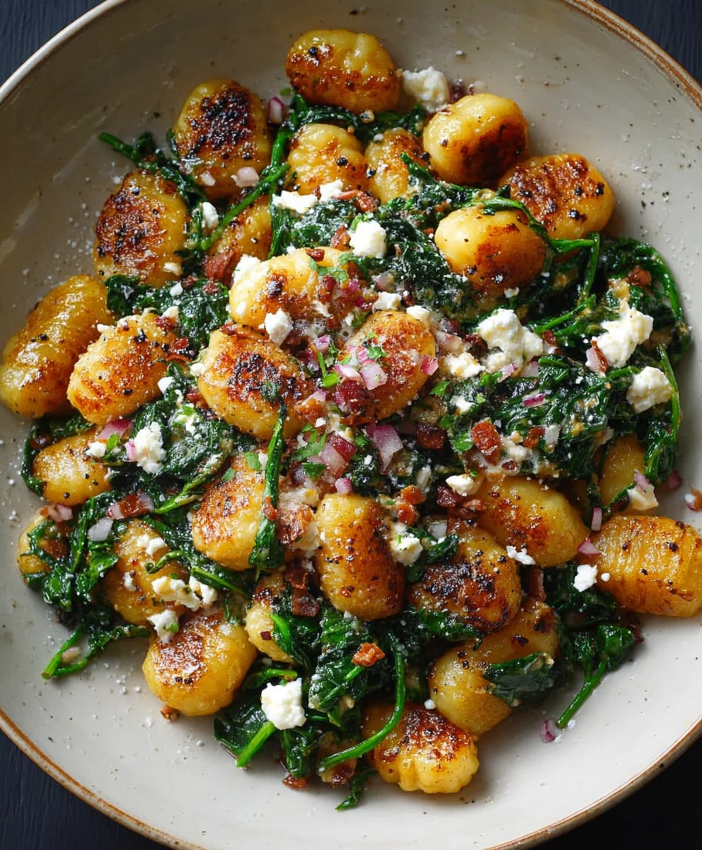 Crispy Gnocchi with Spinach Feta Recipe