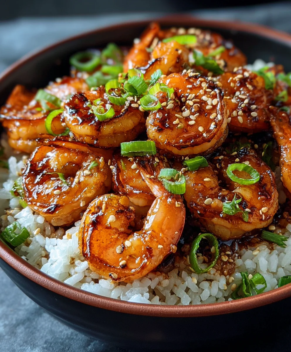 Honey Garlic Shrimp Bowls-Quick Delicious Meal