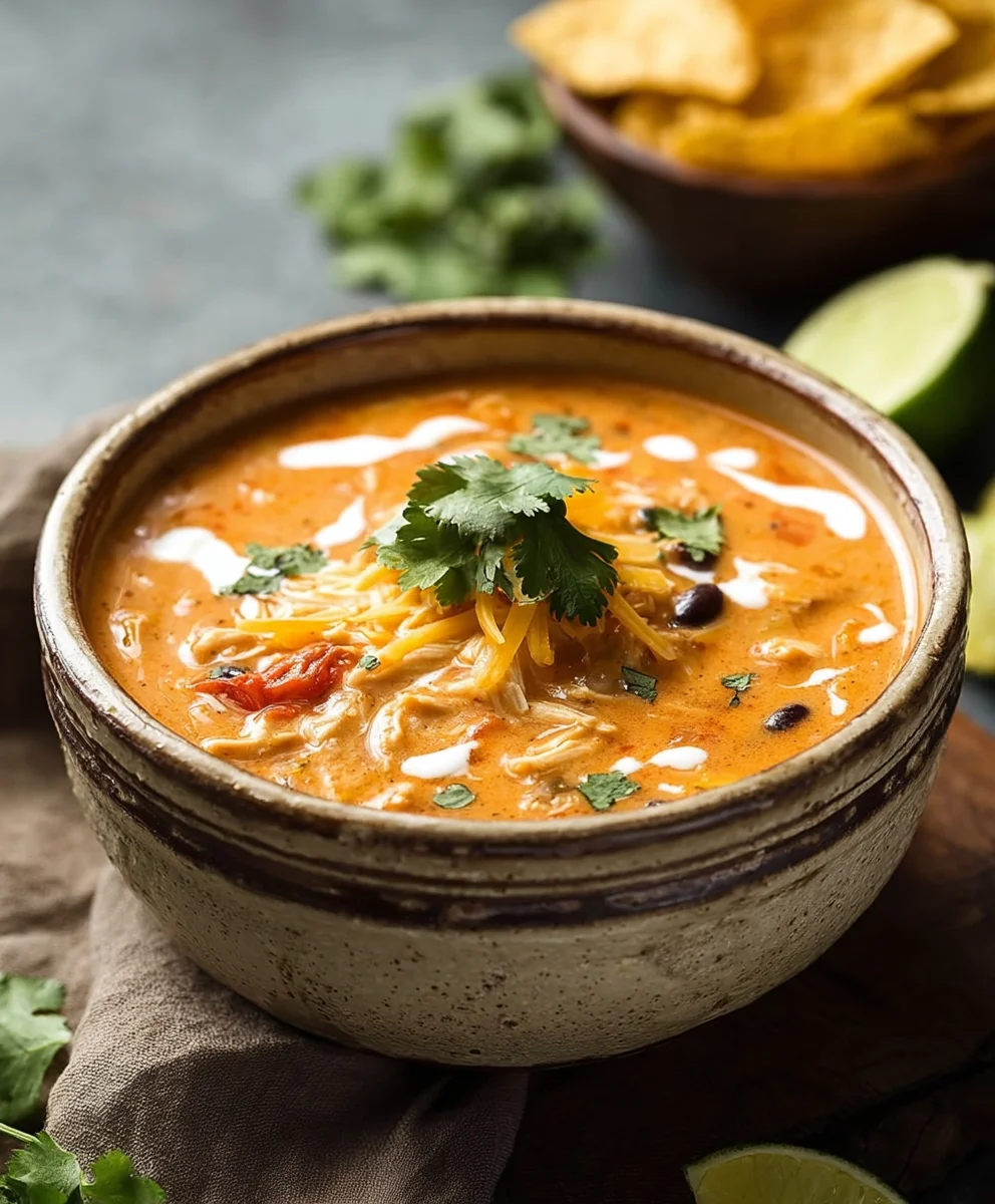 Creamy Chicken Enchilada Soup- Easy & Delicious Recipe