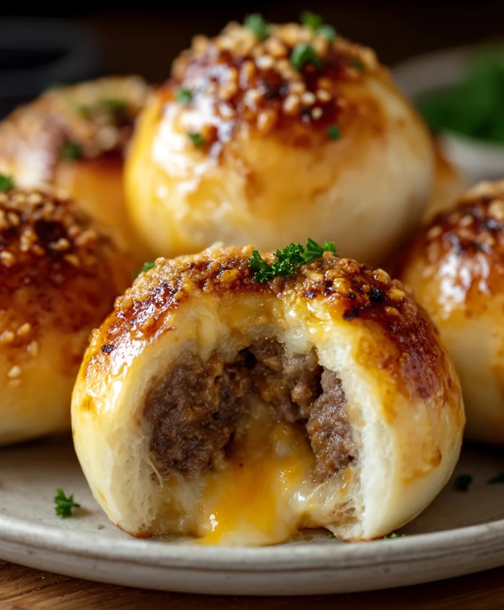 Garlic Parmesan Cheeseburger Bombs-Easy Bites