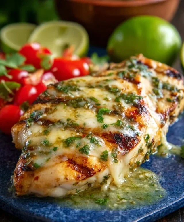 Grilled Salsa Verde Pepper Jack Chicken