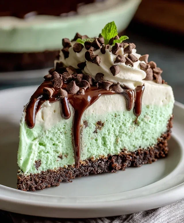 No Bake Mint Chocolate Chip Cheesecake