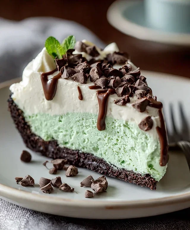 No Bake Mint Chocolate Chip Cheesecake