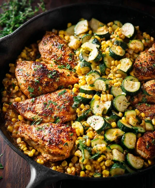 Garlic Butter Chicken with Zucchini and Corn - One-Pan, 30-Minute Meal