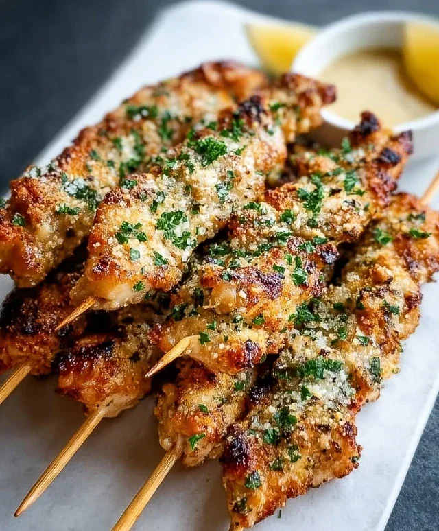 Ranch Garlic Parmesan Chicken Skewers