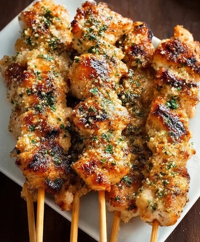 Ranch Garlic Parmesan Chicken Skewers