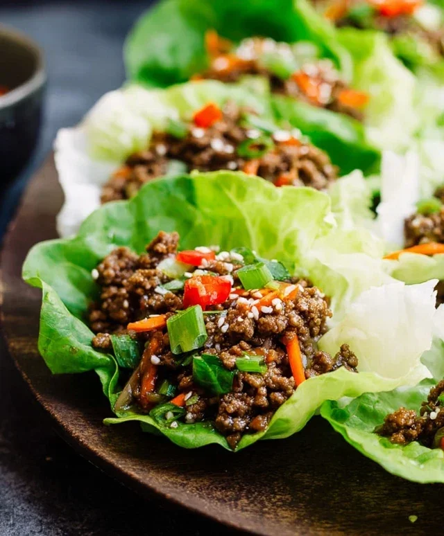 Asian Style Ground Beef Lettuce Wraps