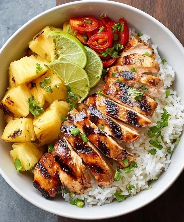 Grilled Chicken and Pineapple Bowls with Coconut Rice