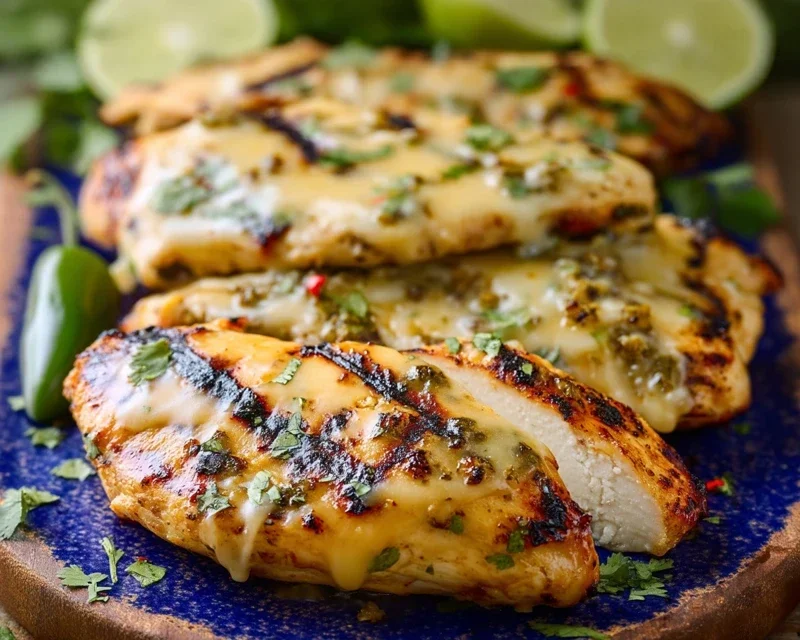 Grilled Salsa Verde Pepper Jack Chicken