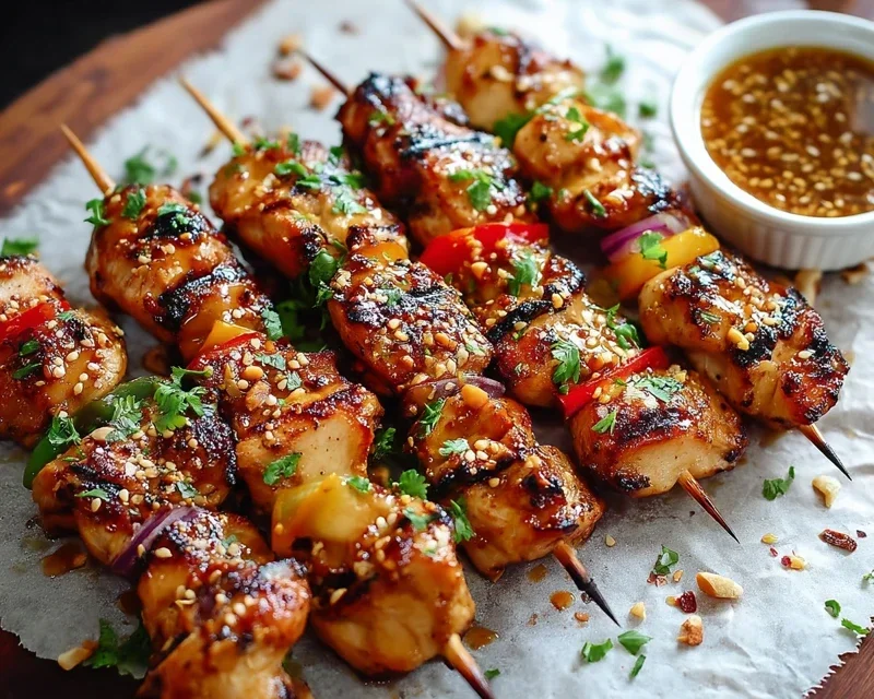Easy Grilled Asian Chicken Skewers with Honey Garlic Sauce