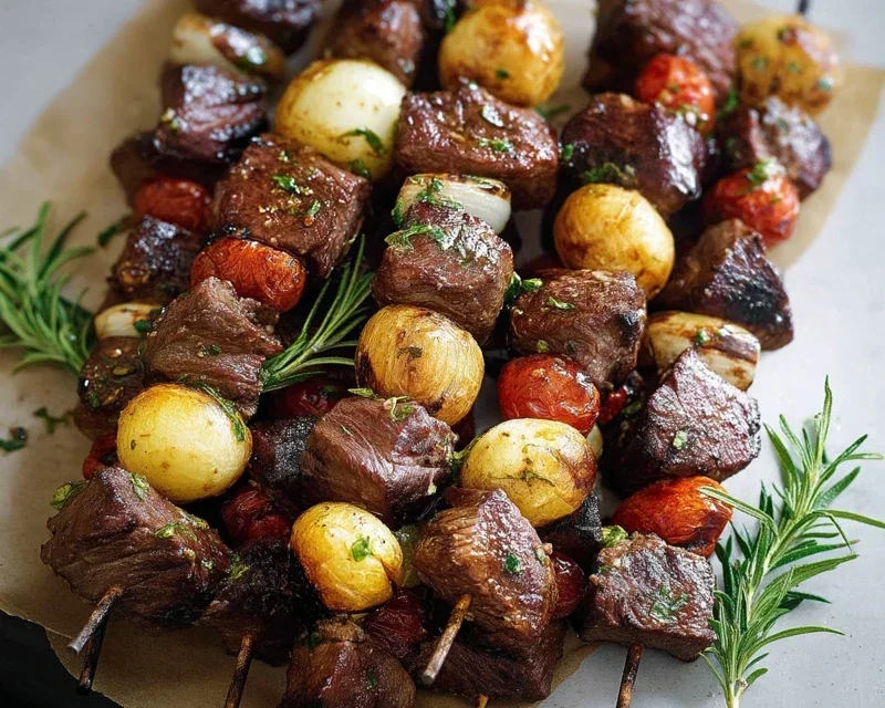 Rosemary Garlic Steak Kebabs