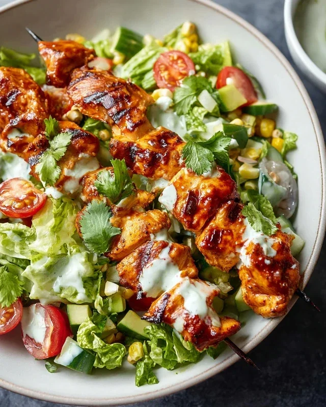 BBQ Chicken Skewer Salad