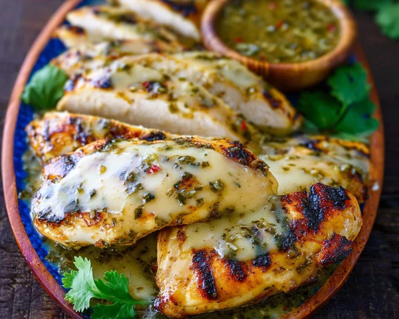 Grilled Salsa Verde Chicken with Pepper Jack