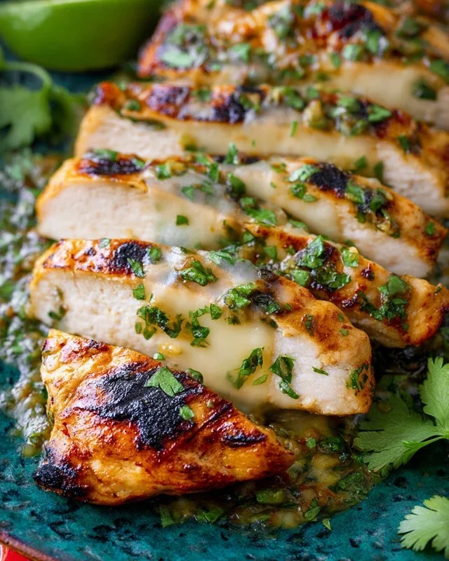 Grilled Salsa Verde Pepper Jack Chicken