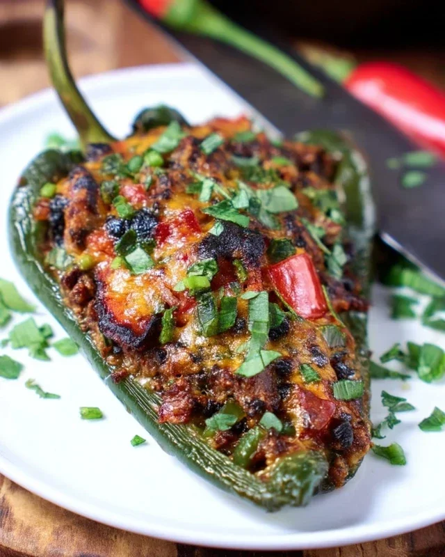 Brisket Stuffed Poblano Peppers