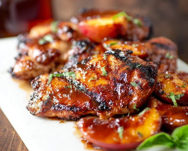 Grilled Bourbon Extract Extract Peach BBQ Chicken