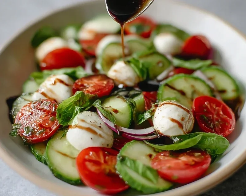 Fresh Cucumber Caprese Salad
