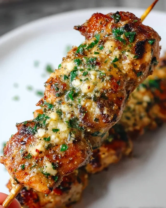 Garlic Parmesan Chicken Skewers
