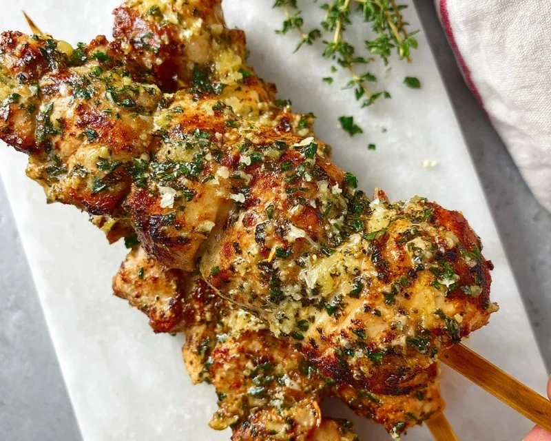 Garlic Parmesan Chicken Skewers
