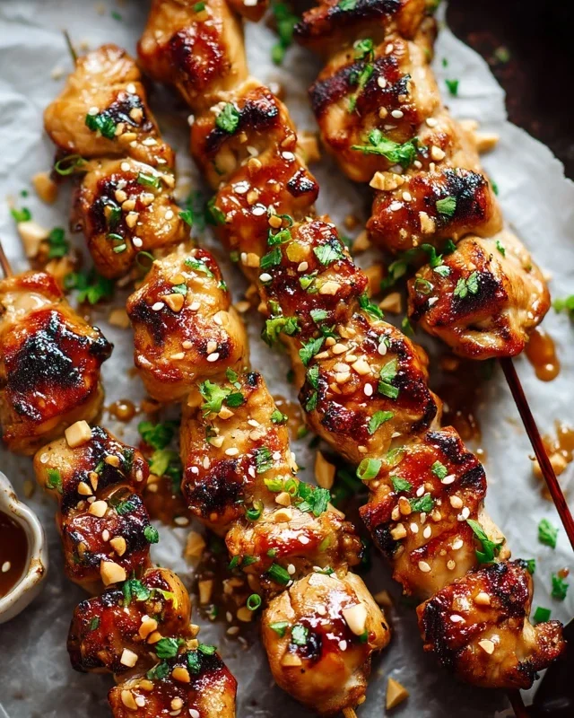 Easy Grilled Asian Chicken Skewers with Honey Garlic Sauce