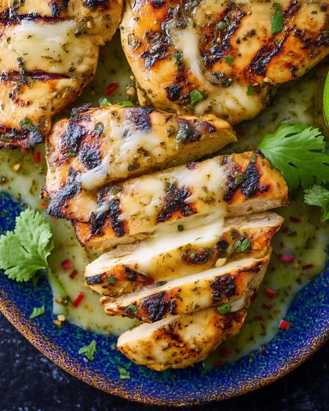 Grilled Salsa Verde Chicken with Pepper Jack