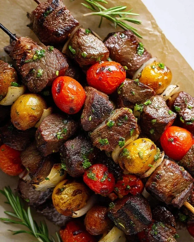 Rosemary Garlic Steak Kebabs