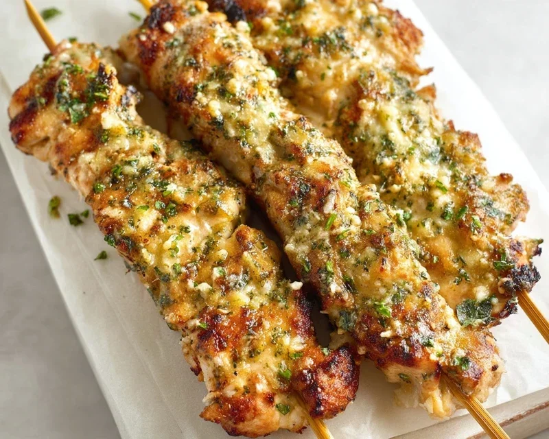 Ranch Garlic Parmesan Chicken Skewers