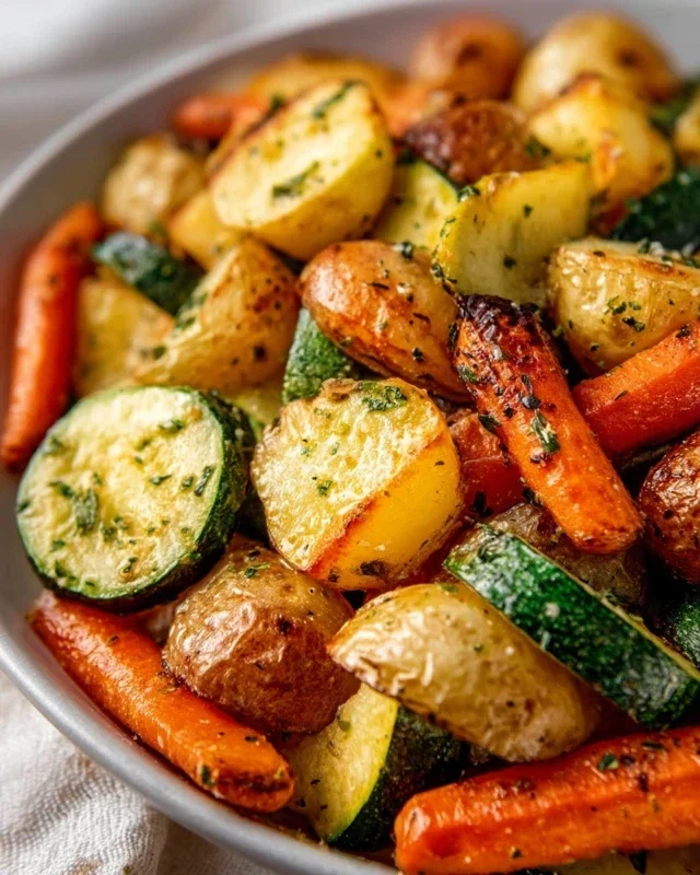 Garlic Herb Roasted Potatoes Carrots and Zucchini
