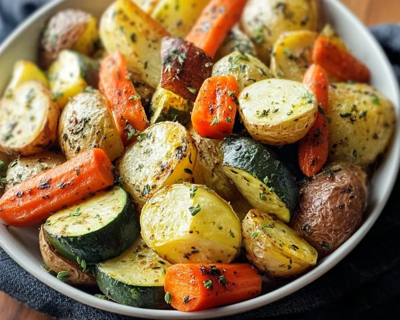 Garlic Herb Roasted Potatoes Carrots and Zucchini