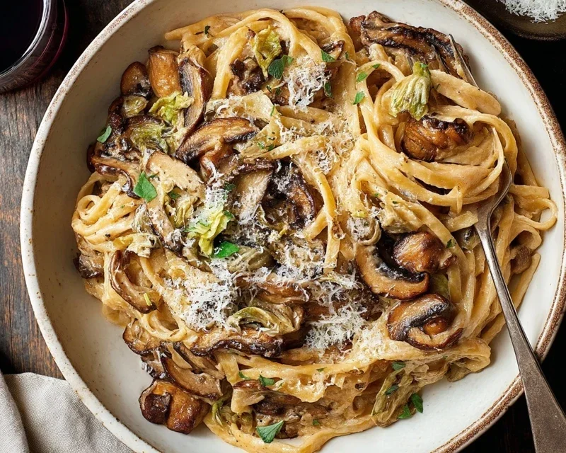 Caramelized Leek and Mushroom Gruyere Pasta