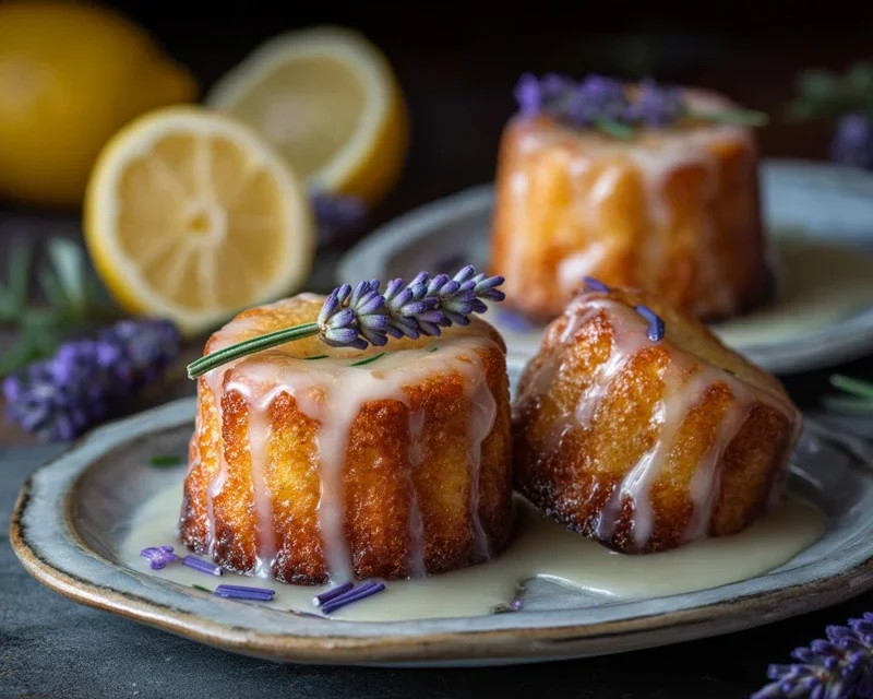 Mini Lemon Cakes With Lavender Glaze