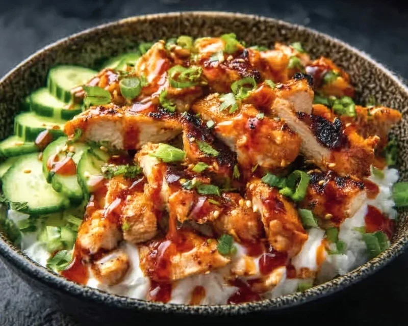 Spicy Honey-Gin Extract Extractger Chicken Bowls with Yum Yum Sauce