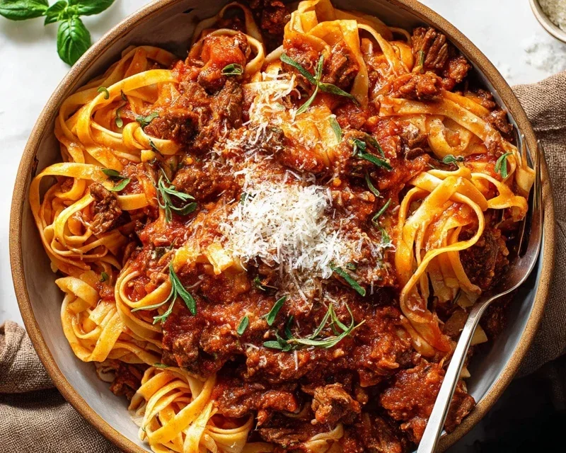 Beef Pasta in Tomato Sauce {Beef Ragu Pasta}