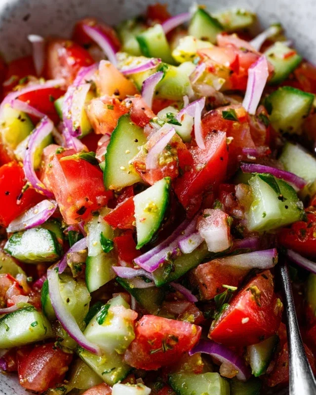 Mediterranean Salad with Cucumber, Tomato and Onion