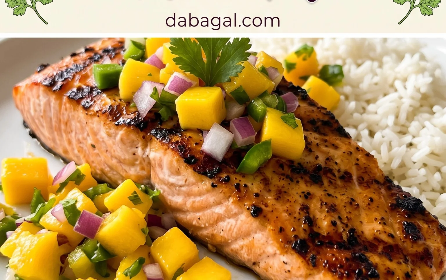 Grilled Salmon with Mango Salsa and Coconut Rice