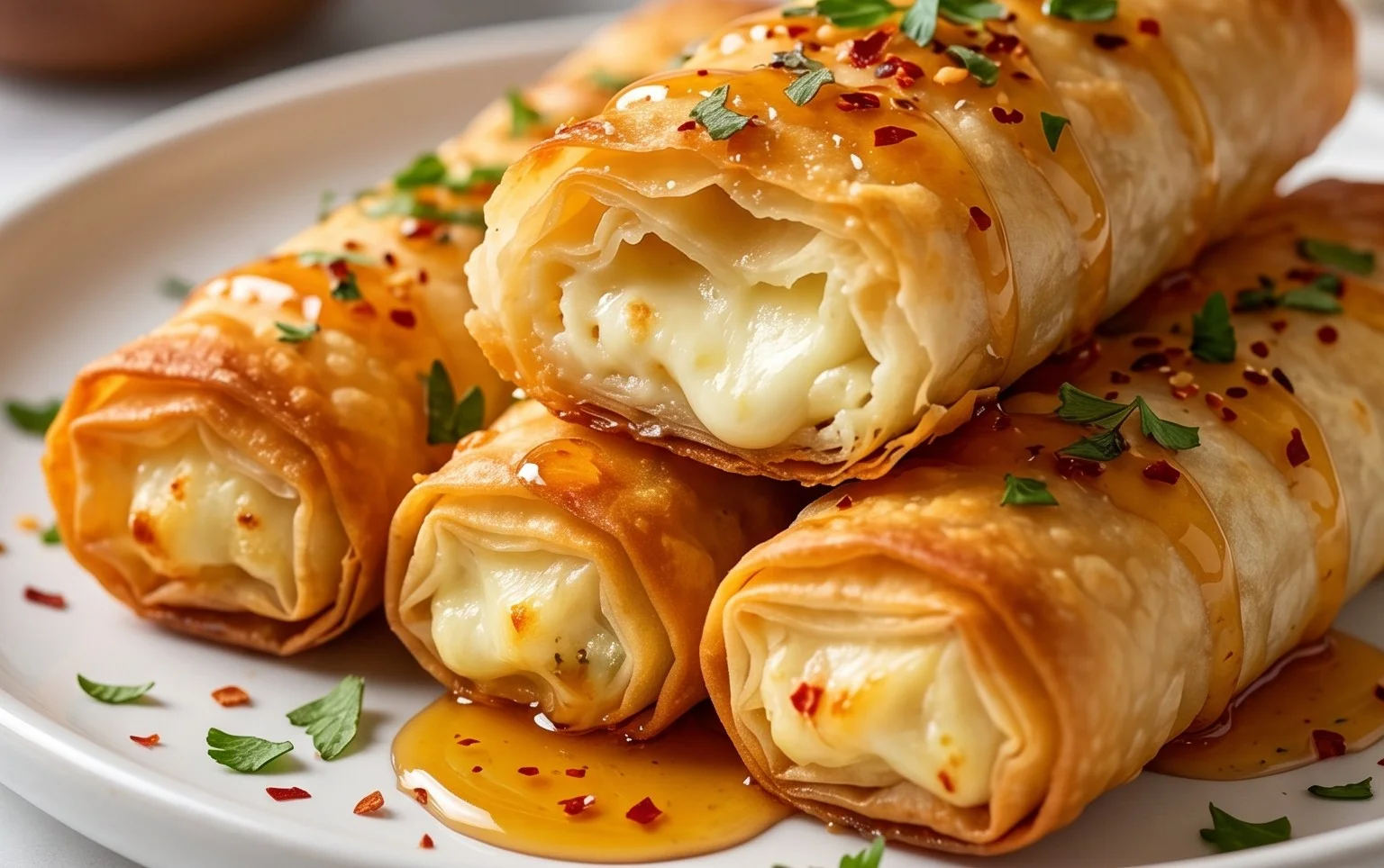Indulgent Oven Fried Feta Rolls with Chili Honey Magic