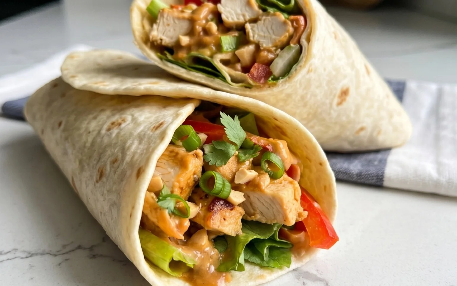 Thai Peanut Chicken Wraps