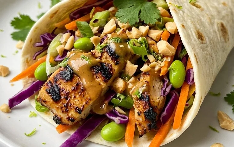 Thai Chicken Wrap with Crunchy Asian Slaw
