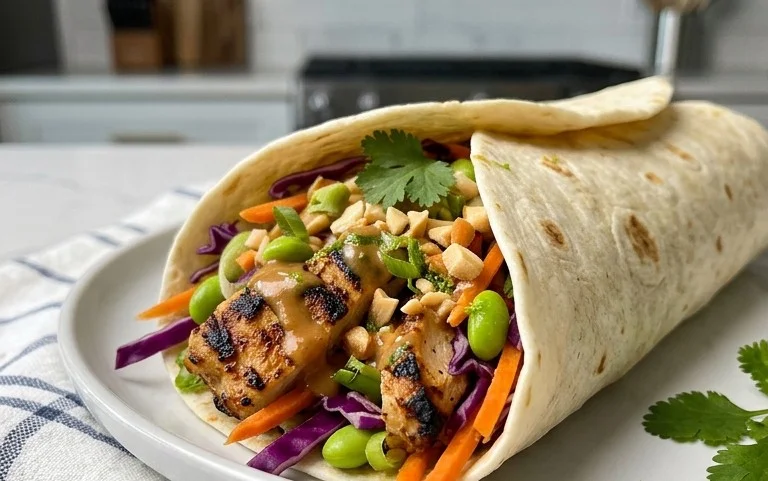Thai Chicken Wrap with Crunchy Asian Slaw