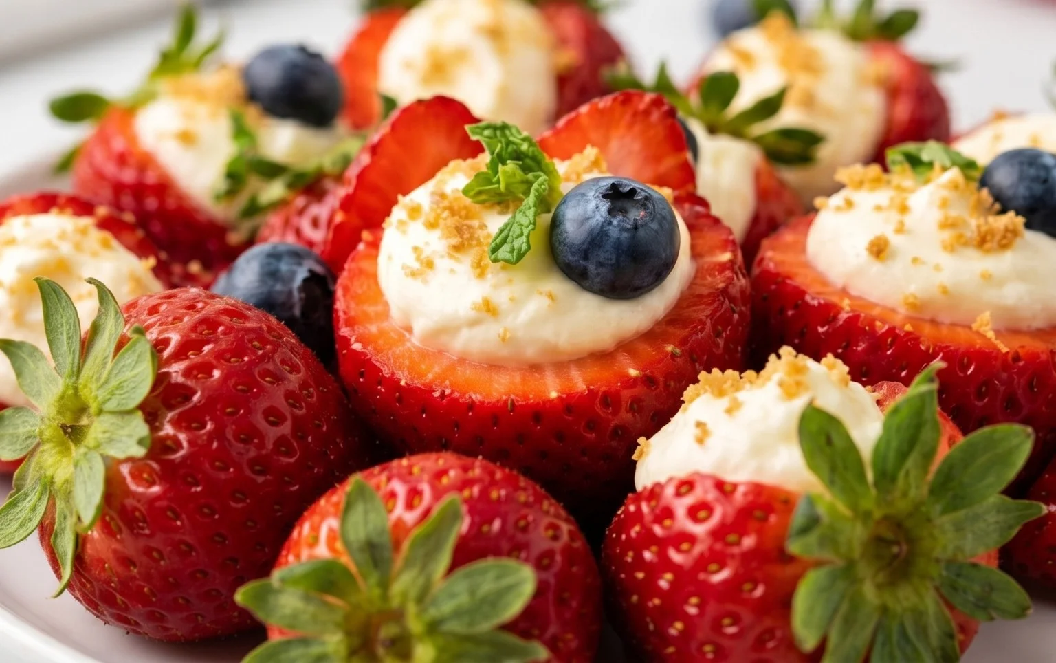 Red, White, and Blue Cheesecake Strawberries
