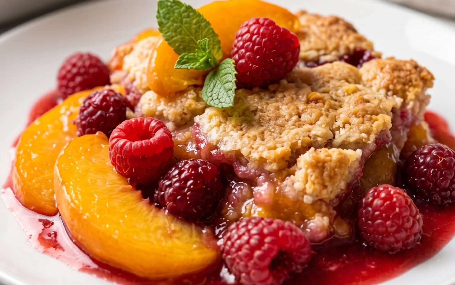 Easy Peach and Raspberry Cobbler