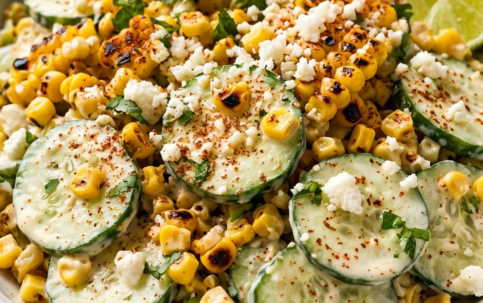 Street Corn Creamy Cucumber Salad