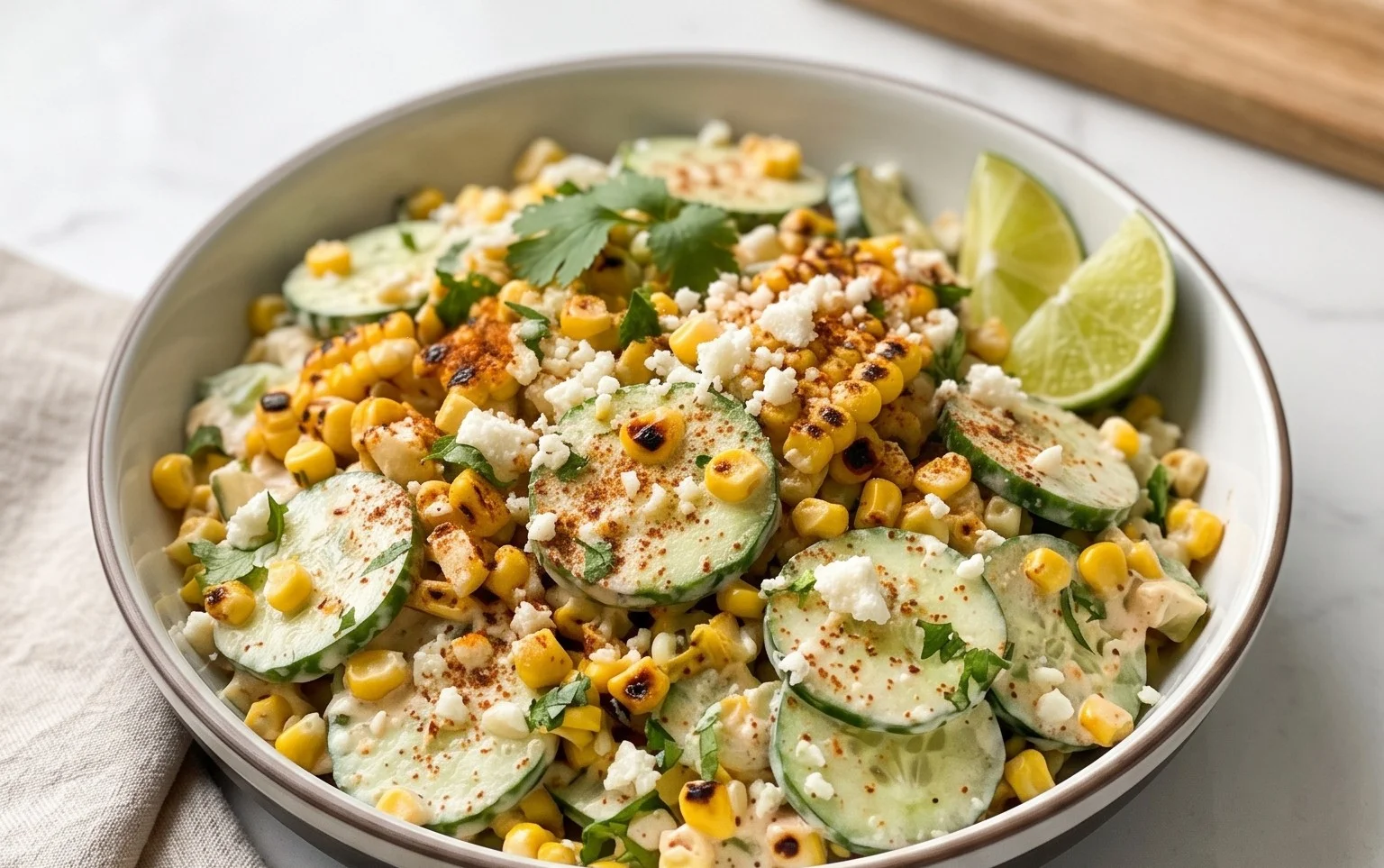 Street Corn Creamy Cucumber Salad