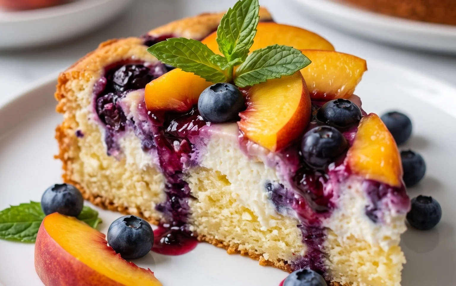 Peach and Blueberry Greek Yogurt Cake