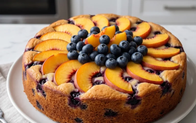 Peach and Blueberry Greek Yogurt Cake