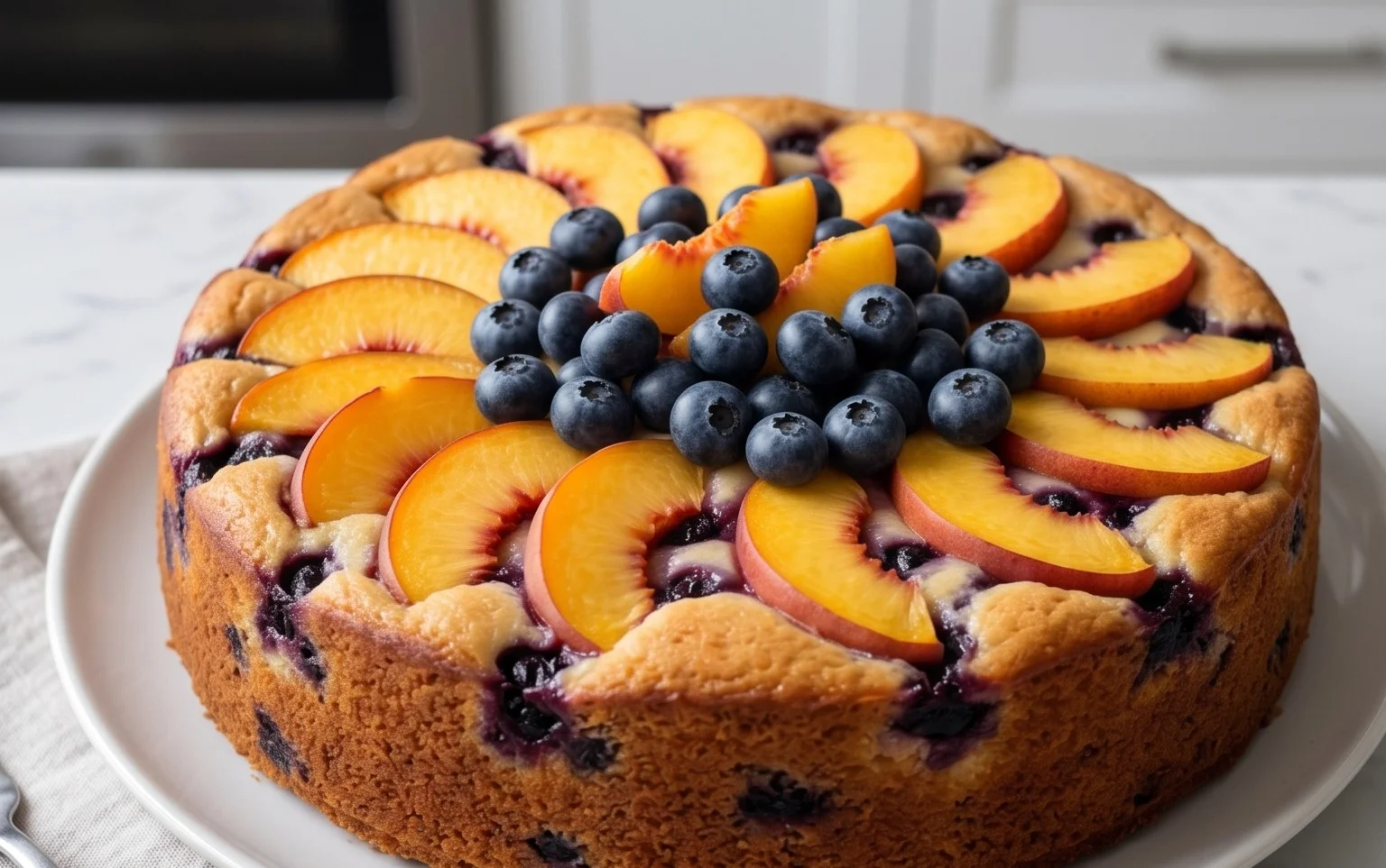 Peach and Blueberry Greek Yogurt Cake