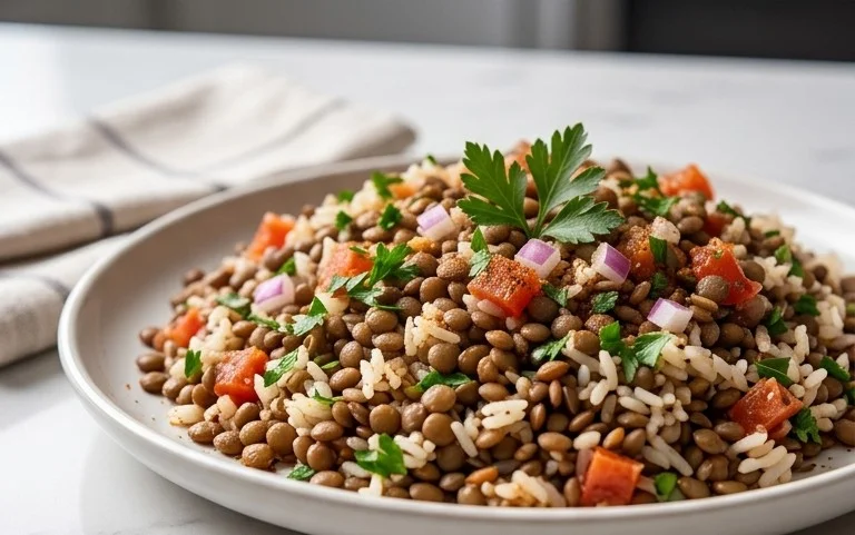 Easy Mediterranean Lentils and Rice