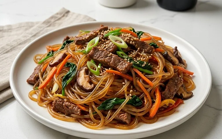 Japchae (Korean Glass Noodle Stir Fry)