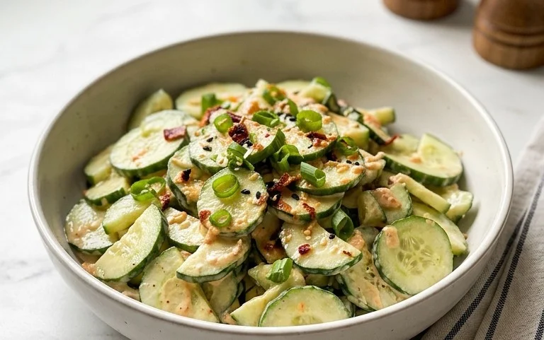 Creamy Asian Cucumber Salad Bowl